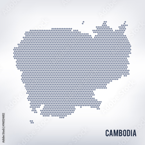 Vector hexagon map of Cambodia on a gray background