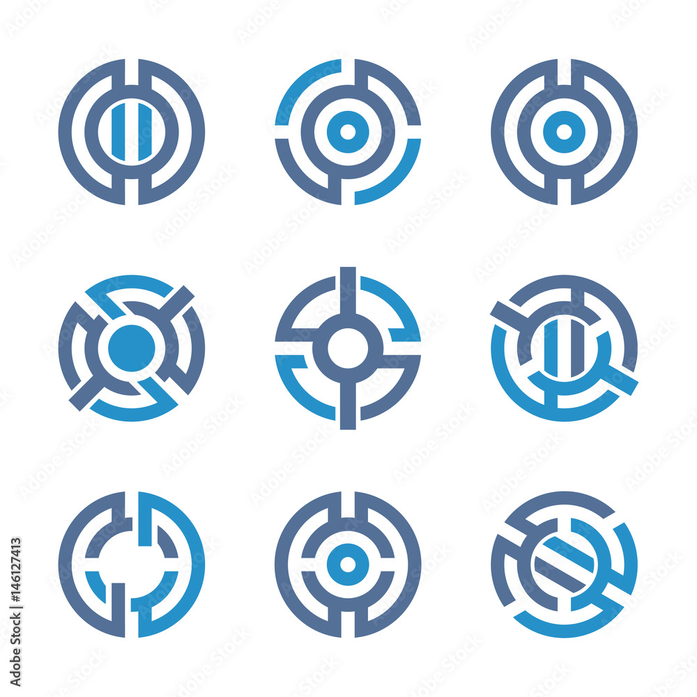 Set of abstract template circle logo. Electronics icons. Set of abstract template circle logo. Electronics icons.