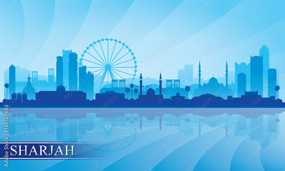 Fototapeta premium Sharjah city skyline silhouette background
