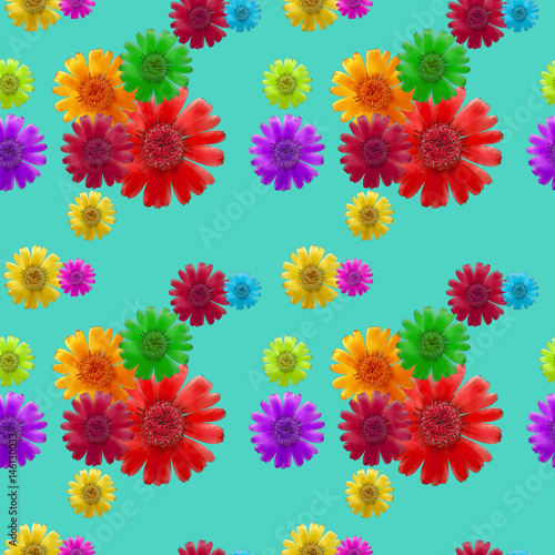 Cosmos. Texture of flowers. Seamless pattern for continuous replicate. Floral background  photo collage for production of textile  cotton fabric. For use in wallpaper  covers.