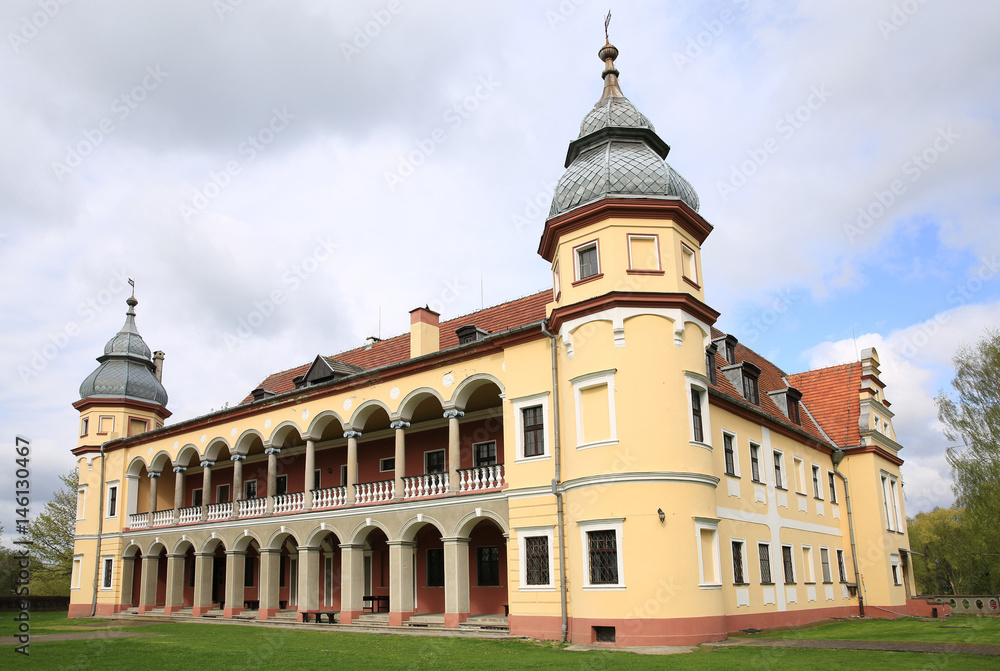 The historic Castle Krobielowice in Silesia, Poland