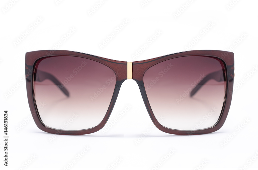 Sunglasses with brown wide frame isolated Sunglasses with brown wide frame isolated