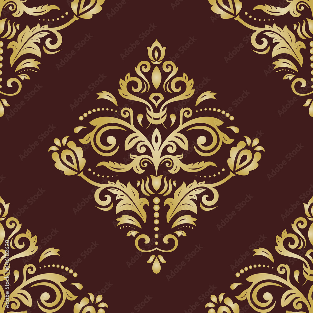 Classic seamless vector golden pattern. Traditional orient ornament. Classic vintage background Classic seamless vector golden pattern. Traditional orient ornament. Classic vintage background
