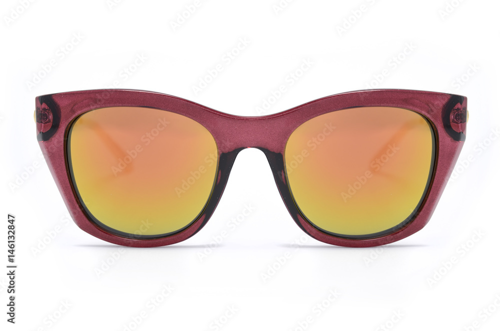 Sunglasses with wide frame and yellow glass isolated on white Sunglasses with wide frame and yellow glass isolated on white