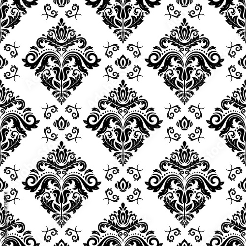 Orient vector classic black and white pattern. Seamless abstract background with repeating elements. Orient background
