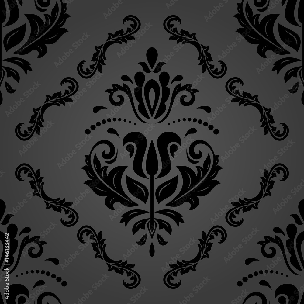 Classic seamless vector dark pattern. Traditional orient ornament. Classic vintage background