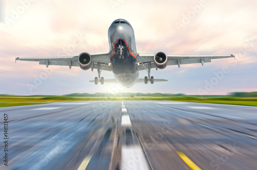 Aircraft speed on the landing runway at dawn