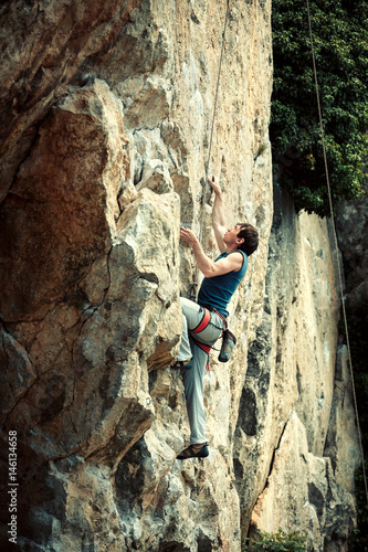 Rock climbing.