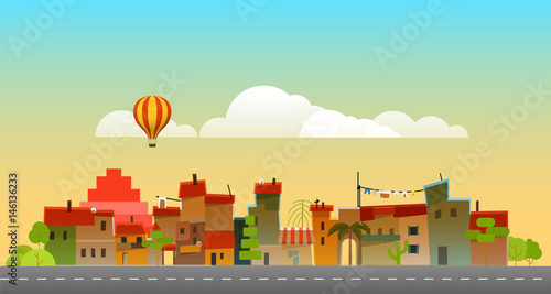 Summer season landscape. Vector illustration