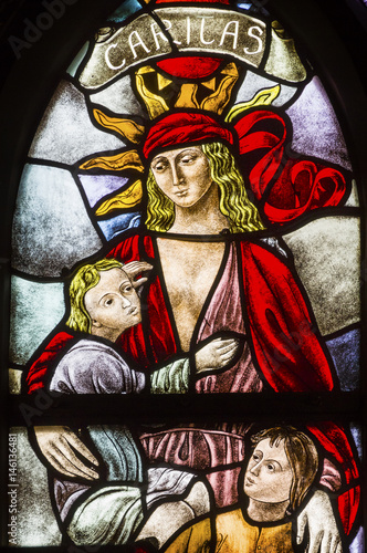 Love Faith Hope Stained Glass Window De Krijtberg Church Amsterdam Netherlands