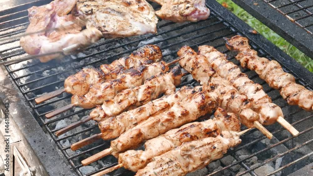 Chiken meat on barbeque grill Chiken meat on barbeque grill
