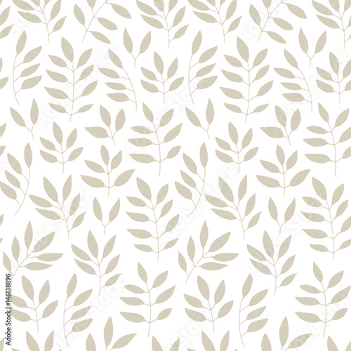 Floral background, vector pattern with hand drawn leaves and bra © Fandorina Liza