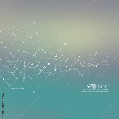 Virtual abstract background with particle, molecule structure. genetic and chemical compounds. Space and constellations. Science and connection concept. Social network. Blurry soft creative vector.