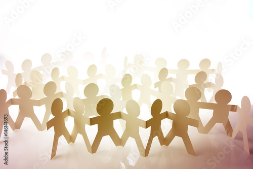 Teamwork paper chain people
