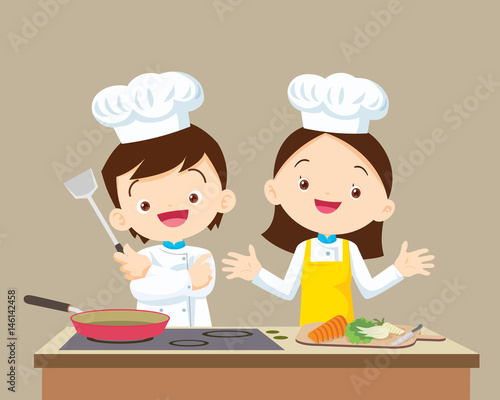 Cute little Chef boy and Girl