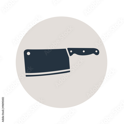 Icono plano cuchillo carnicero en circulo gris