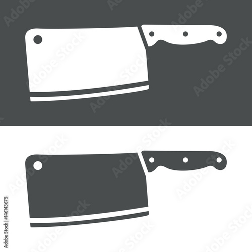 Icono plano cuchillo carnicero gris y blanco