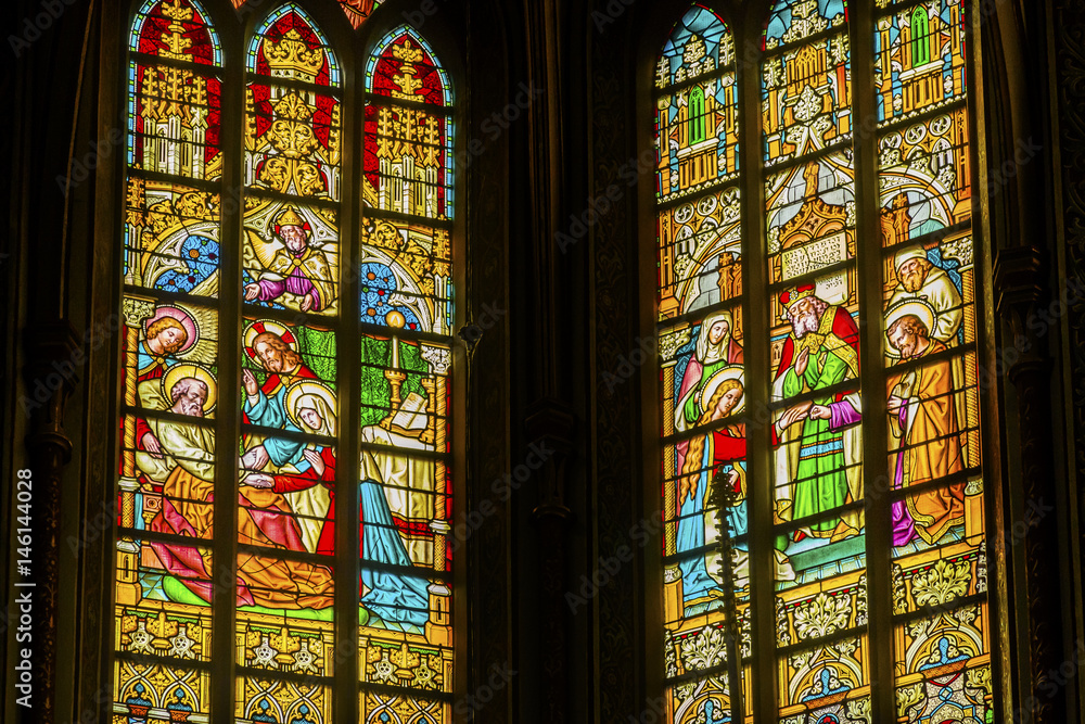 Christ Stories Raising Dead Stained Glass De Krijtberg Church Amsterdam Netherlands