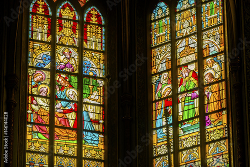 Christ Stories Raising Dead Stained Glass De Krijtberg Church Amsterdam Netherlands