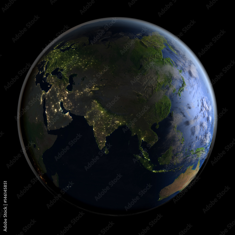 Fototapeta premium Asia on planet Earth