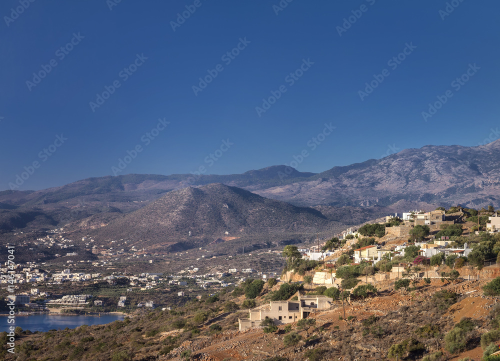 View of the Gulf of Mirabello in the vicinity of Agios Nikolaos. Crete. Greece