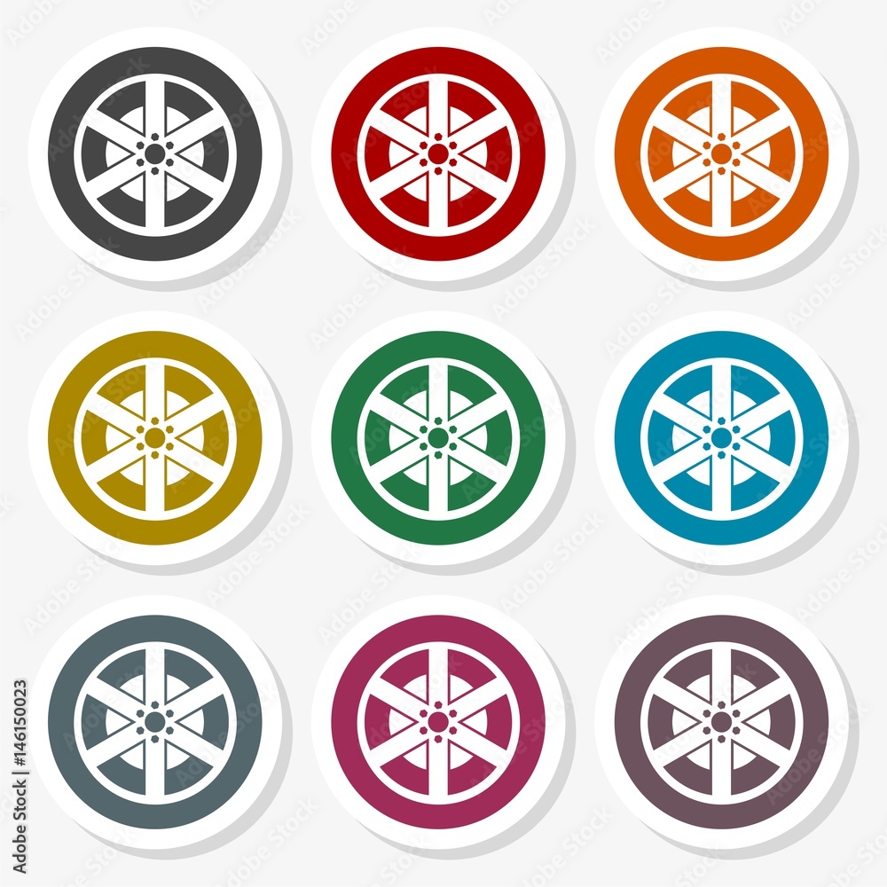 Tires and wheels icon - Illustration