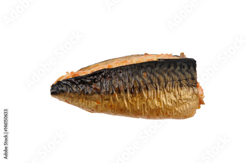 Appetizing smoked fish mackerel, delicacy