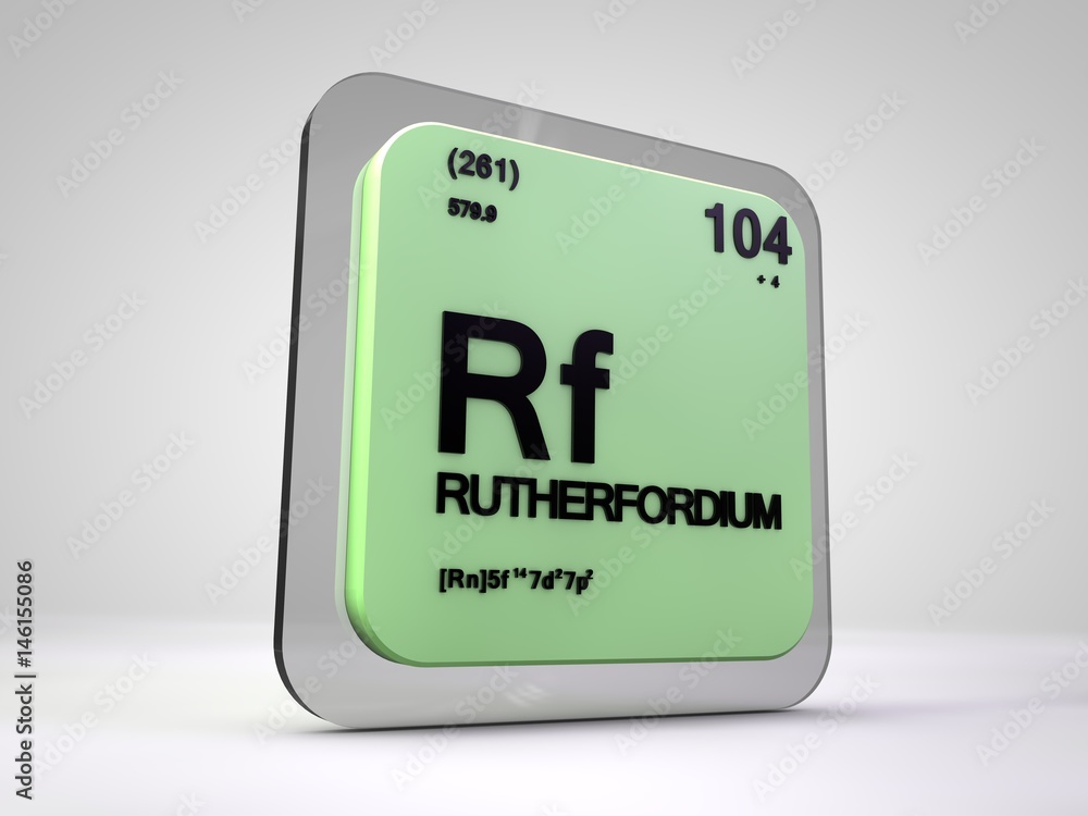 rutherfordium - Rf - chemical element periodic table 3d illustration