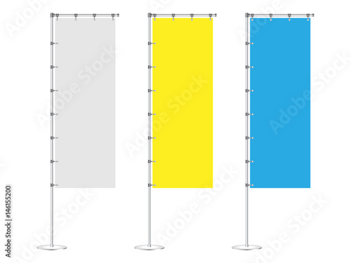 set of blank advertisement banner flags