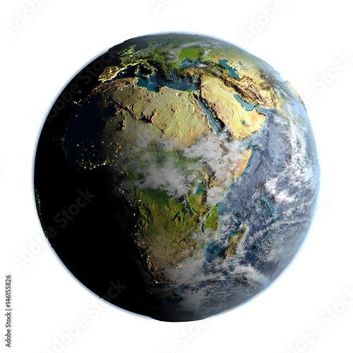 Fototapeta Naklejka Na Ścianę i Meble -  Africa on detailed planet Earth