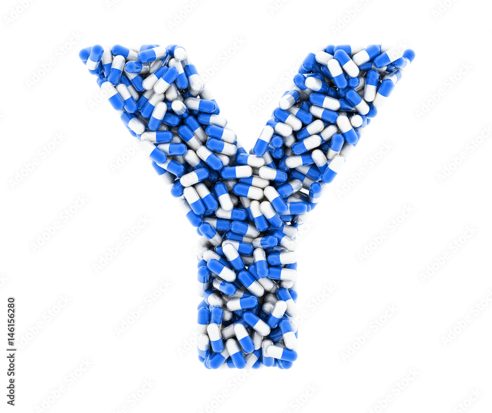 Letter Y, alphabet of medicine pills. 3D render. Letter Y, alphabet of medicine pills. 3D render.