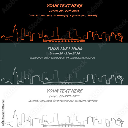 Miami Event Banner Hand Drawn Skyline