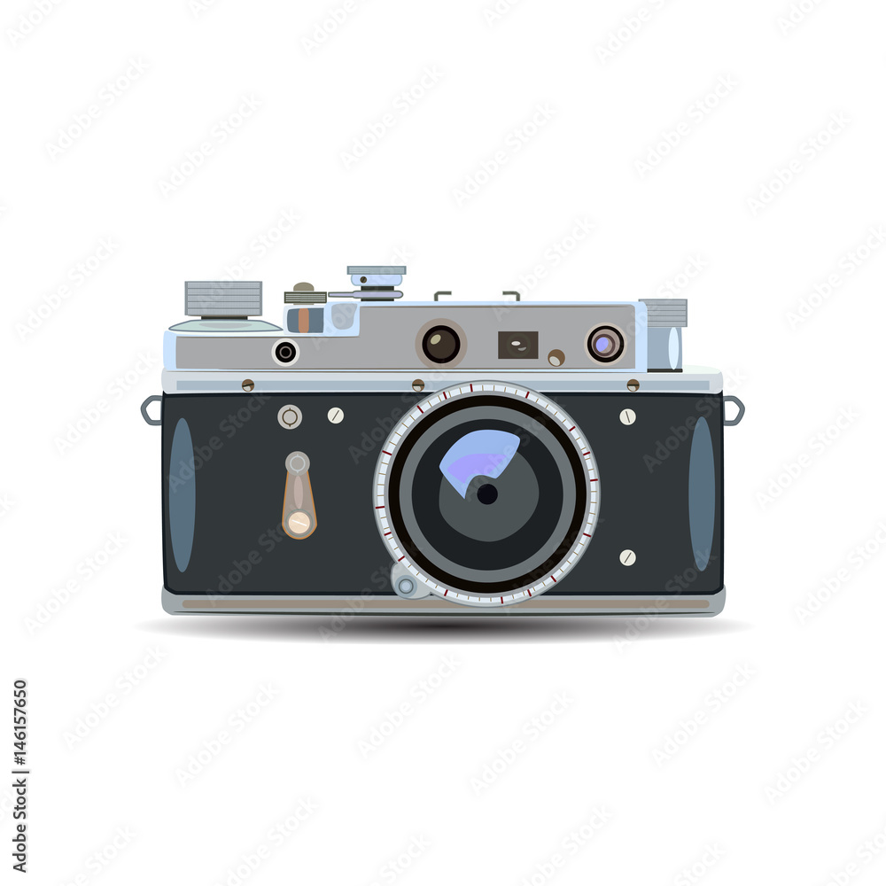 Vector illustration of retro camera in a flat style