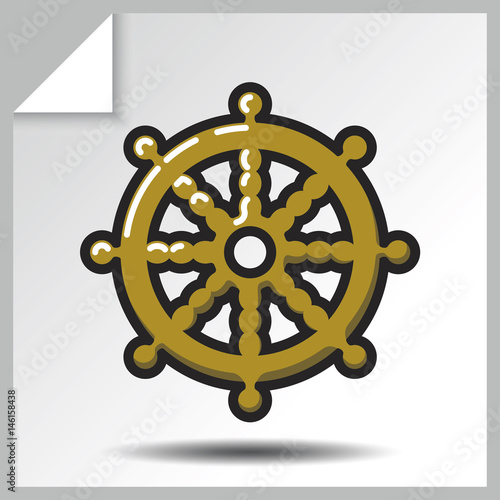 Buddhism icon - dharmachakra. Vector Isolated flat colorful illustration.
