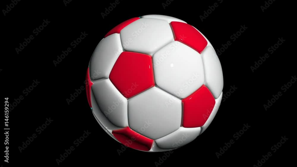 Rotating soccer ball on a black background, video loop, with alpha channel Rotating soccer ball on a black background, video loop, with alpha channel
