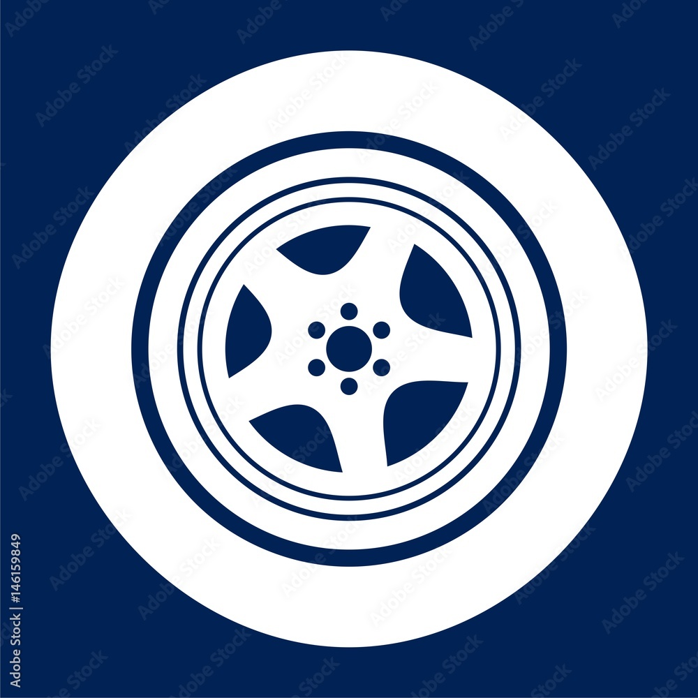 Tires and wheels icons set
