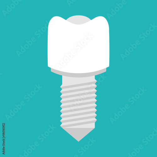 Implant with thread. Artificial tooth. Dentist illustration