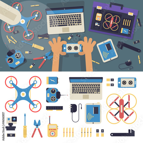 Drone delivery flat vector