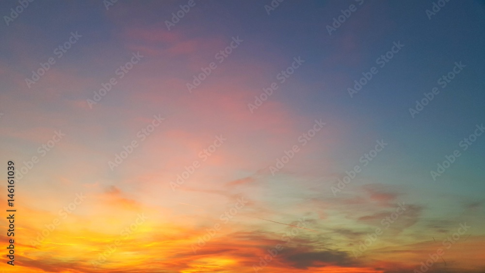 Beautiful sunrise and colorful sky with clouds