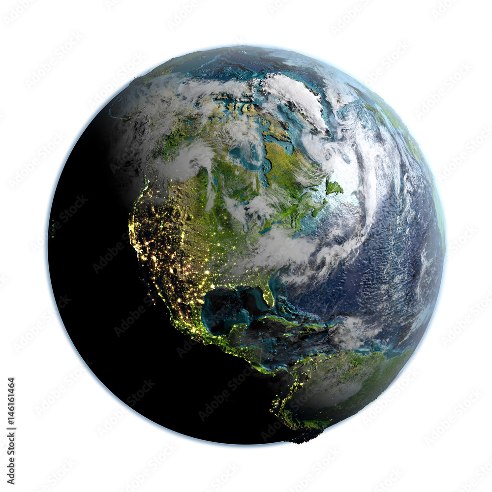 Fototapeta premium North America on detailed planet Earth
