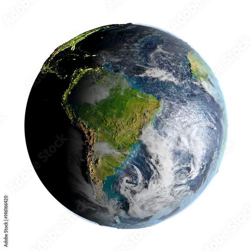 Fototapeta Naklejka Na Ścianę i Meble -  South America on detailed planet Earth
