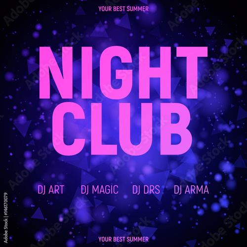 Night club template poster with light and bokeh 