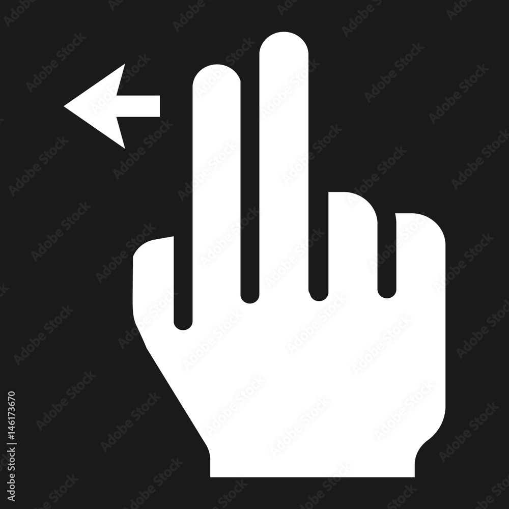 2 finger Swipe left solid icon, touch and gesture 2 finger Swipe left solid icon, touch and gesture