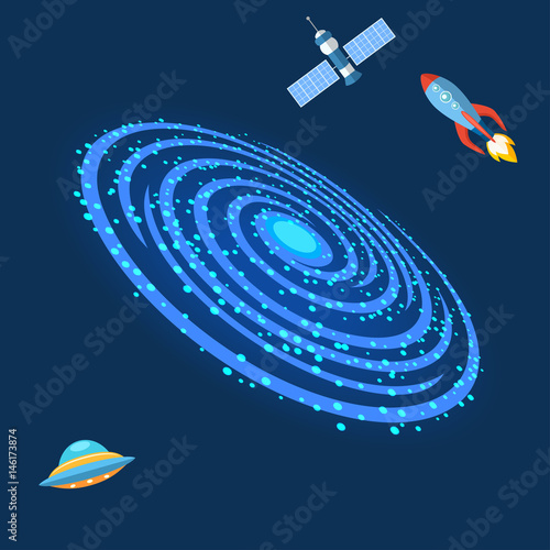 Milky Way galaxy astrology outdoor milkyway spiral astronomy space sky universe vector illustration