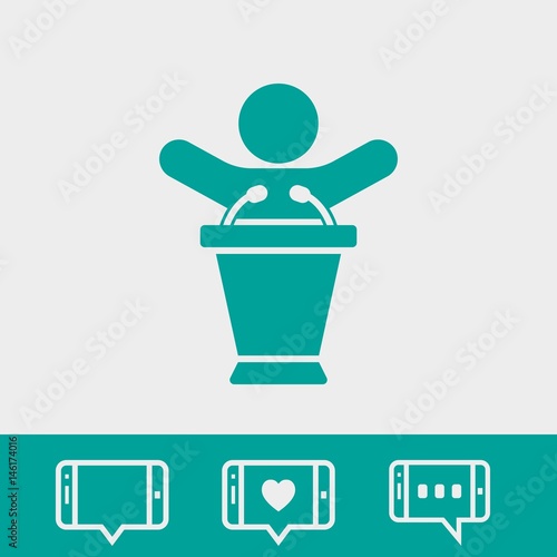 lectern with microphone icon stock vector illustration flat design