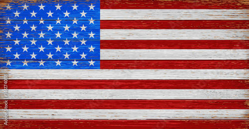 USA, American flag painted on old wood plank background