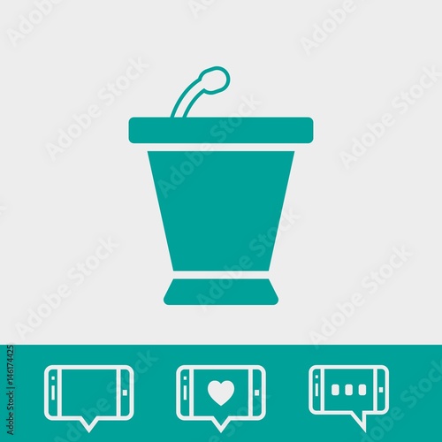 lectern with microphone icon stock vector illustration flat design