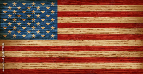 USA, American flag painted on old wood plank background