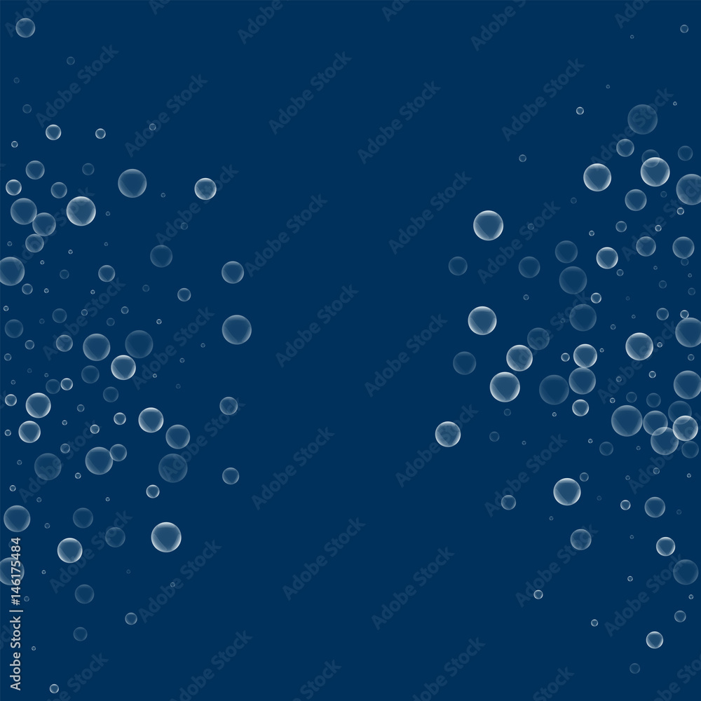 Soap bubbles. Abstract shape with soap bubbles on deep blue background. Vector illustration.