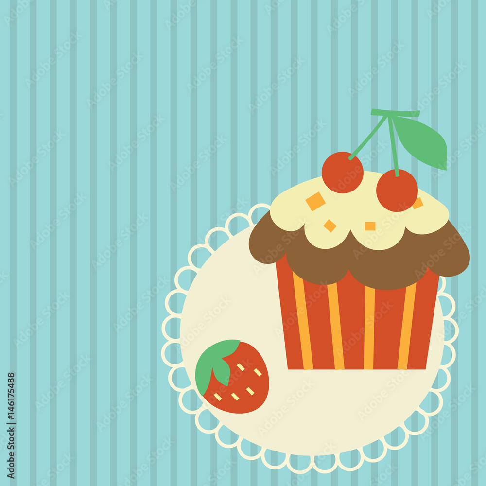 Retro card with cupcake. Retro card with cupcake.